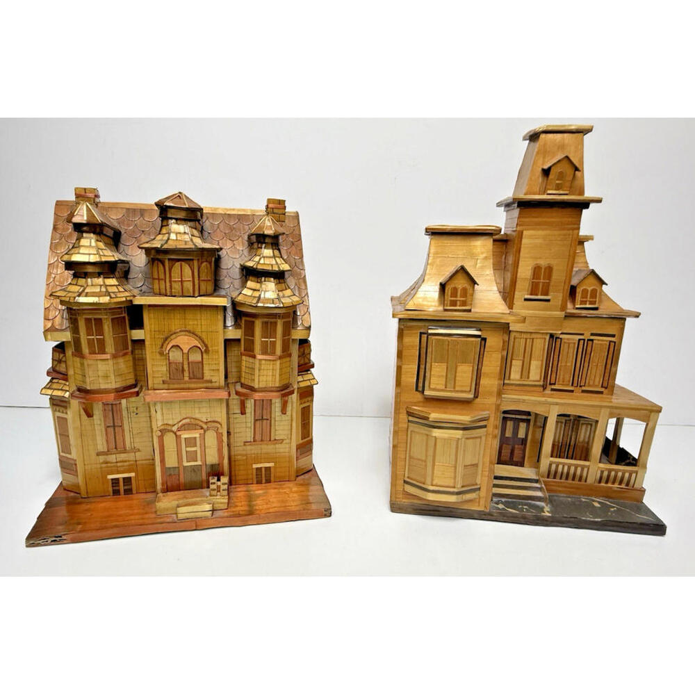 Vtg House Trinket Jewelry Trinket Box Chinese Straw Bamboo Balsa Wood 80s Set 2